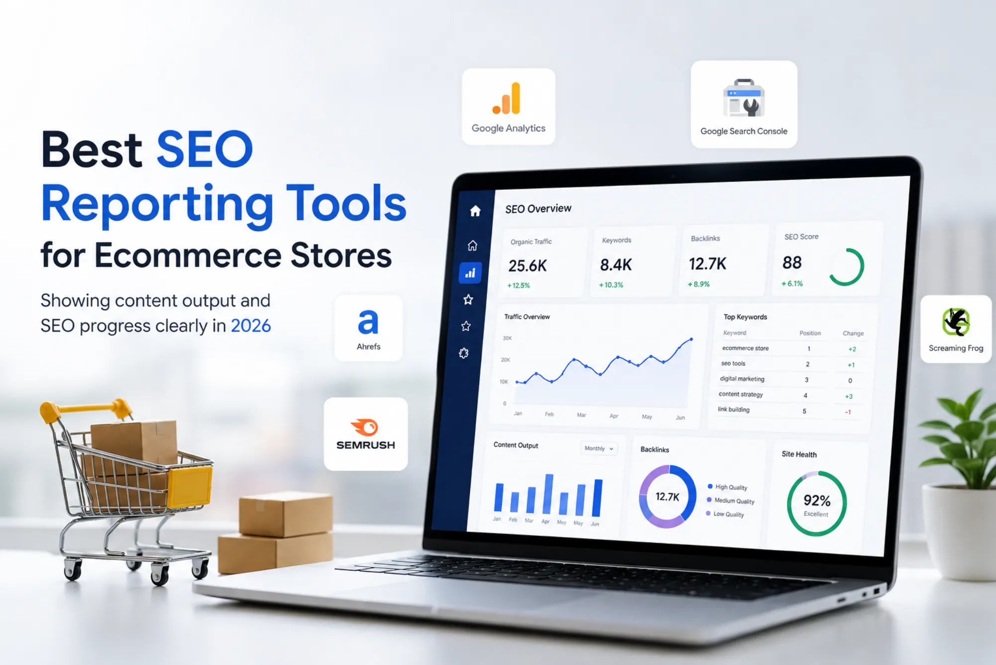 Best SEO Reporting Tools for Ecommerce Stores showing content output and SEO progress clearly in 2026